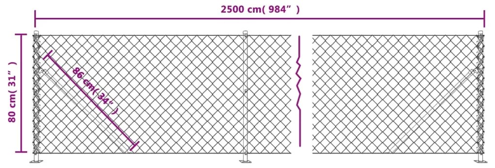 Cerca de arame com flange 0,8x25 m antracite