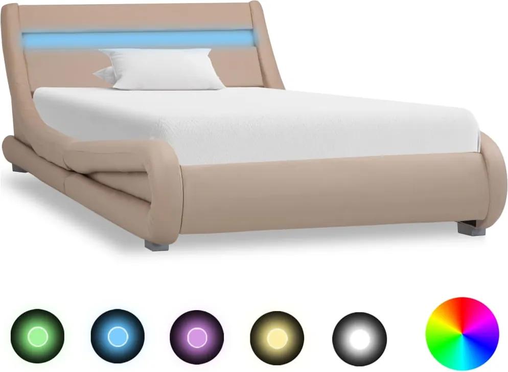 Estrutura de cama com LED 90x200 cm couro artificial cappuccino