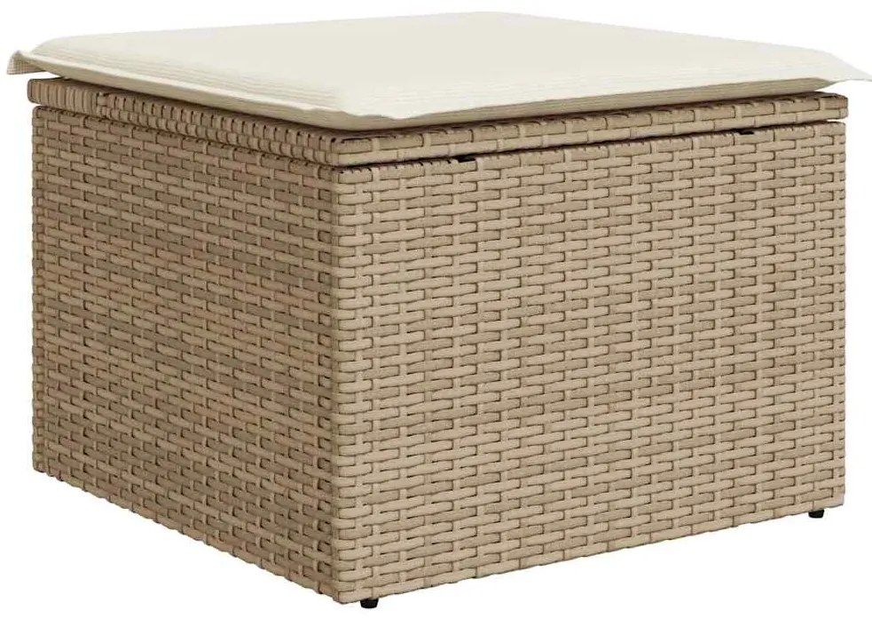 6 pcs conjunto de sofás p/ jardim com almofadões vime PE bege