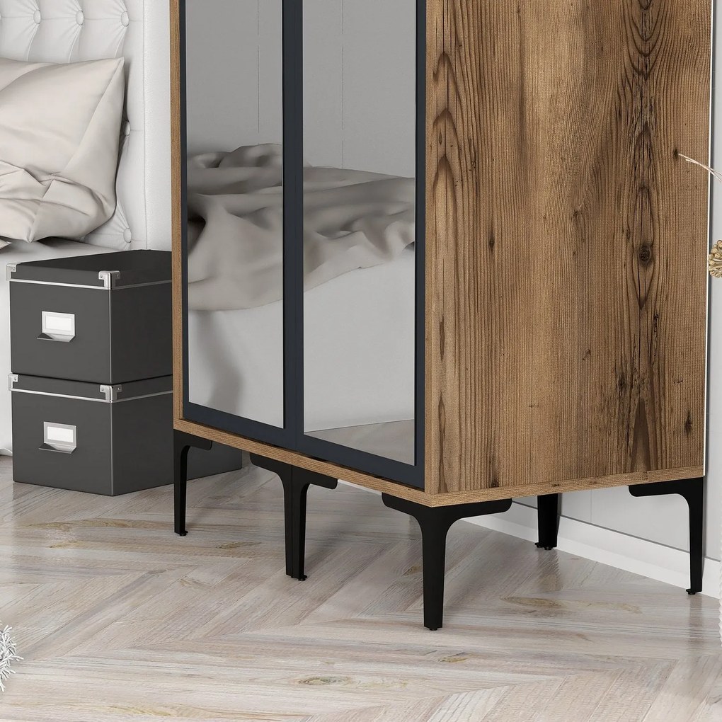 Roupeiro Kumsal RR – Nogueira e Antracite – 80x47,5x201,4 cm