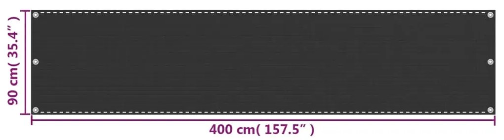 Tela varanda HDPE 90x400 cm antracite