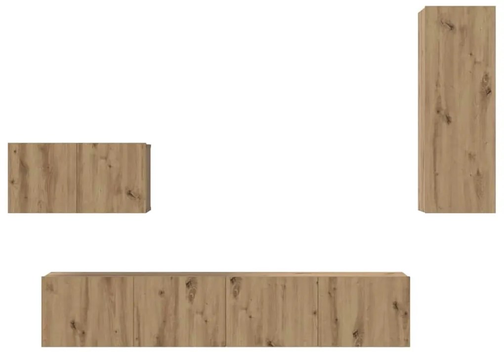 Gabinete de TV de Parede 4 pcs Carvalho Artesanal