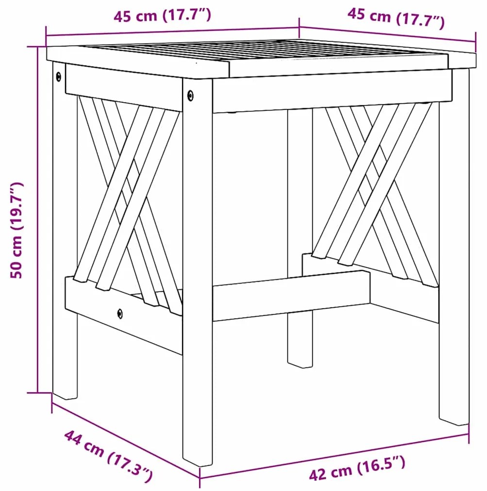 Mesa Lateral para Jardim vidaXL Castanha 45x45x50 cm Madeira de Acácia