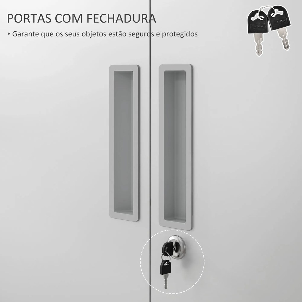 Armário escritorio para Arquivos de 5 Níveis com Chaves Prateleiras Ajustáveis Metálico 80x40x180 cm Branco