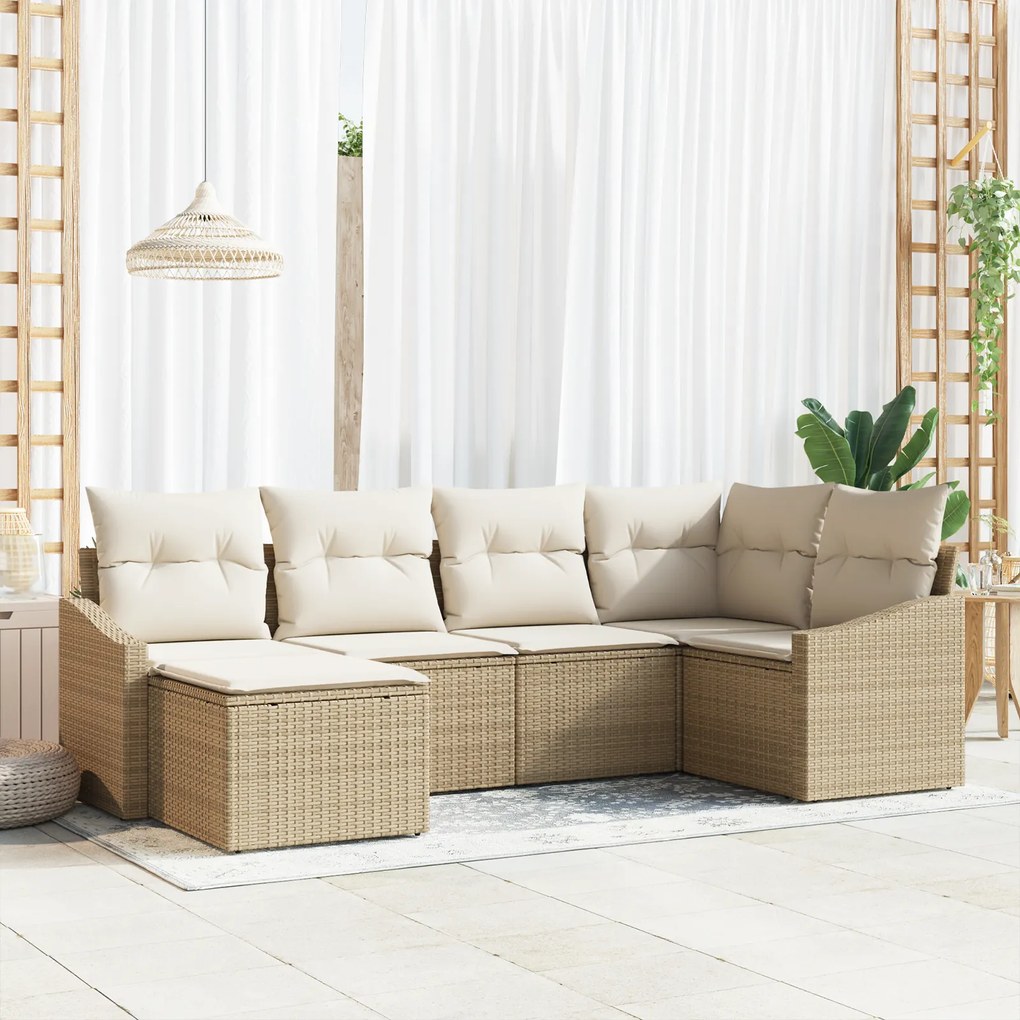 vidaXL Conjunto de Jantar de Jardim com Almofadas Bege de Vime