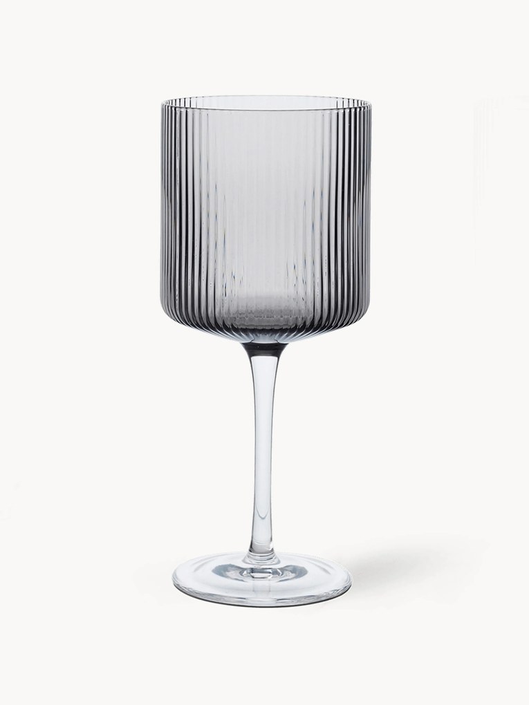 Copos de vinho tinto artesanais com relevo canelado Ripple, conjunto de 2