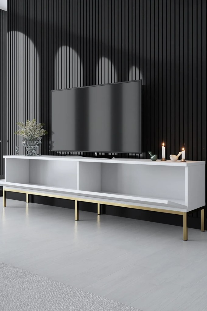 Móvel de TV Lord – Branco e Dourado – 180 cm x 47 cm x 30 cm