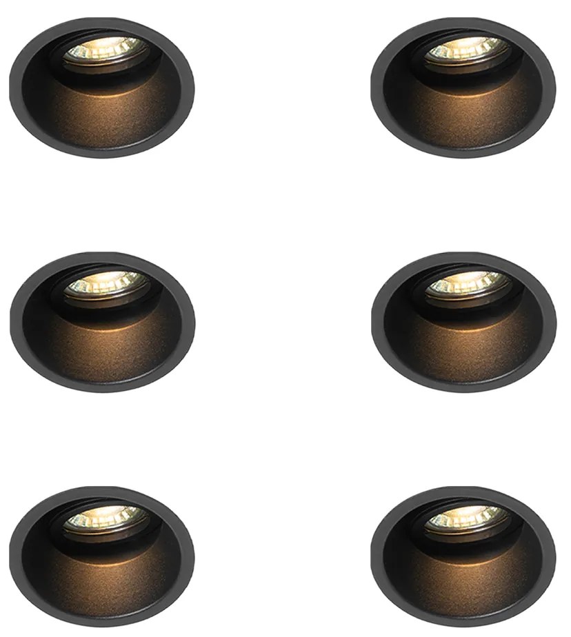 Conjunto de 6 focos embutidos modernos pretos giratórios e inclináveis - Alloy