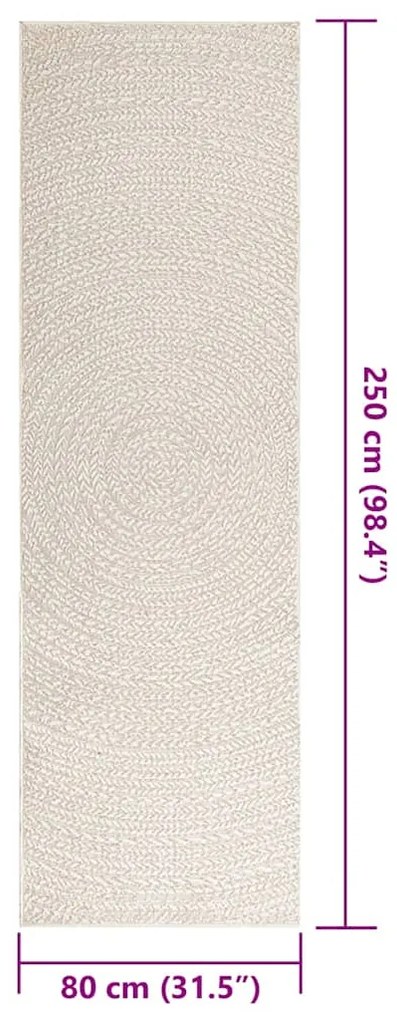 Tapete ZIZUR creme 80x250cm aspeto de juta interior e exterior