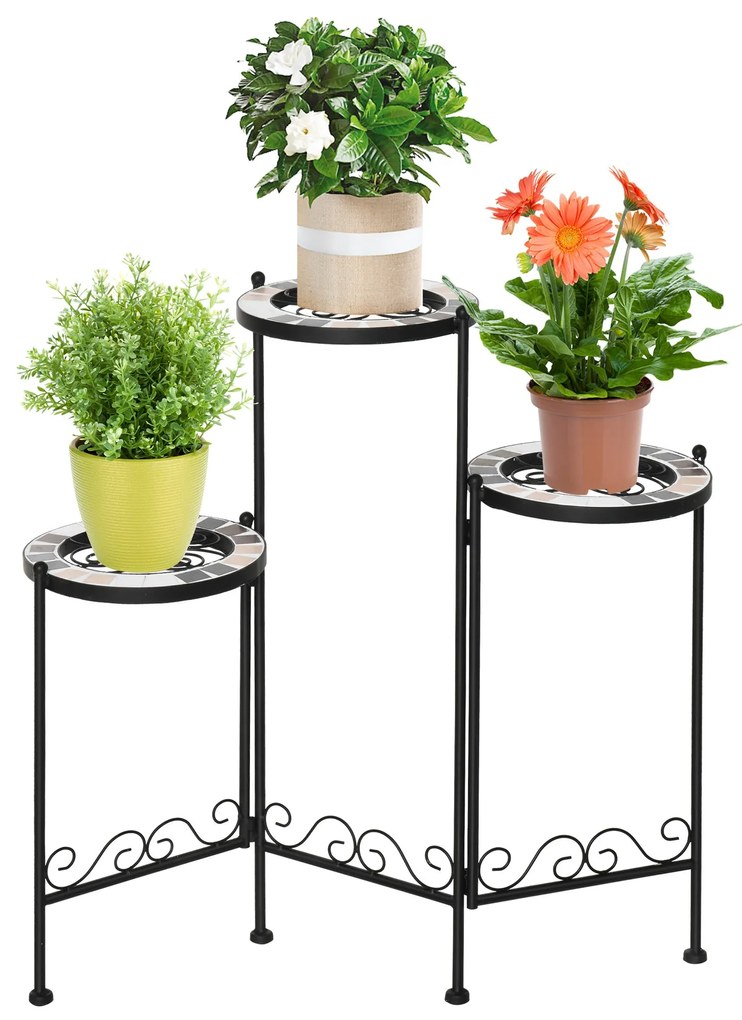 Outsunny Suporte de Metal para Plantas Dobrável Suporte para Flores co