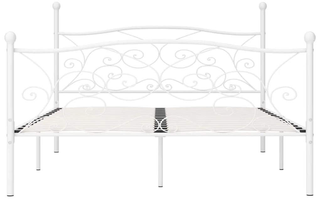 Estrutura de cama com estrado de ripas 200x200 cm metal branco