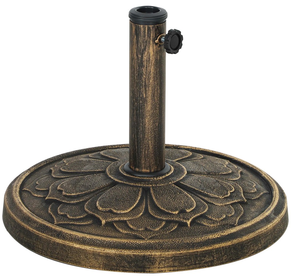 Outsunny Base para Chapéu de Sol Redonda Suporte para Chapéu de Sol  Preenchível com Cimento Peso 12 kg Ø46x33 cm Bronze | Aosom Portugal