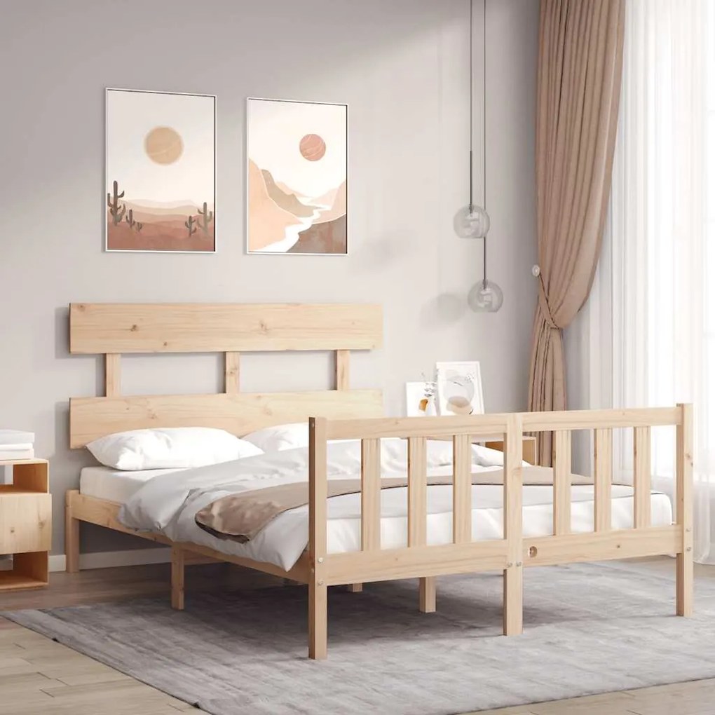 Estrutura de cama de casal c/ cabeceira madeira maciça