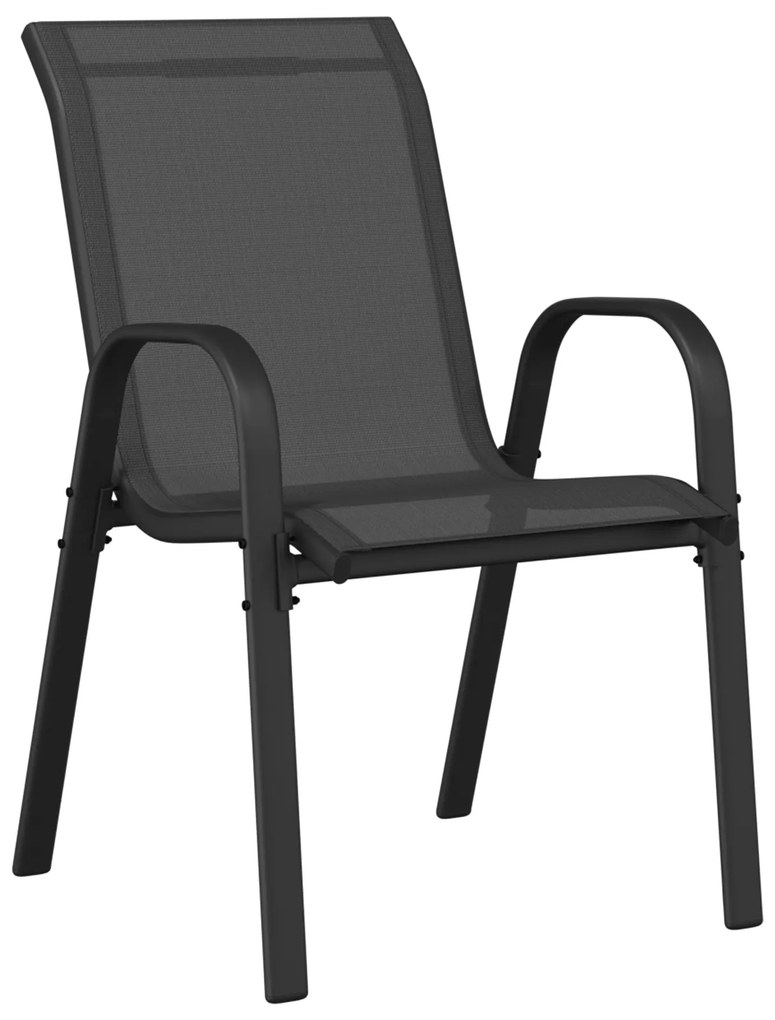 Conjunto Bistro de Jardim de 3 Peças Preto Textilene e Aço