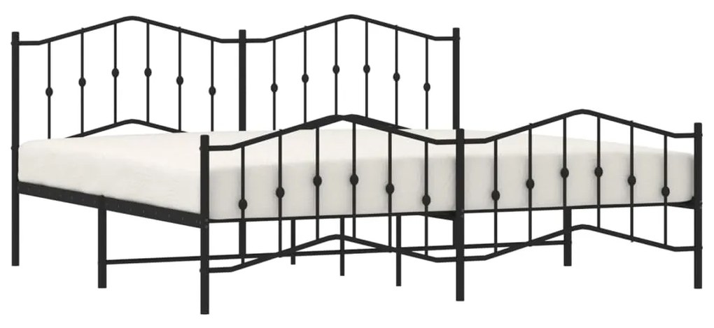 Estrutura de cama com cabeceira e pés 200x200 cm metal preto