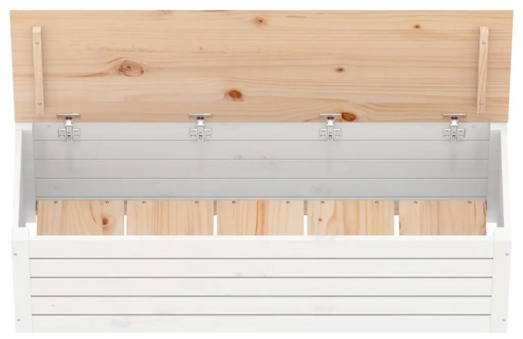 Caixa de arrumação 109x36,5x33cm madeira de pinho maciça branco