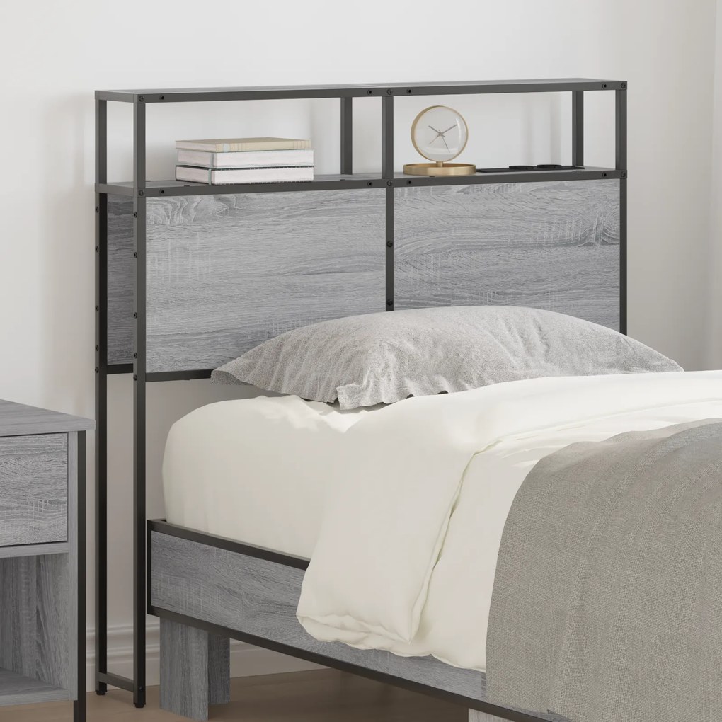 vidaXL Cabeceira de armazenamento com cabeceira Cinza sonoma 100 cm