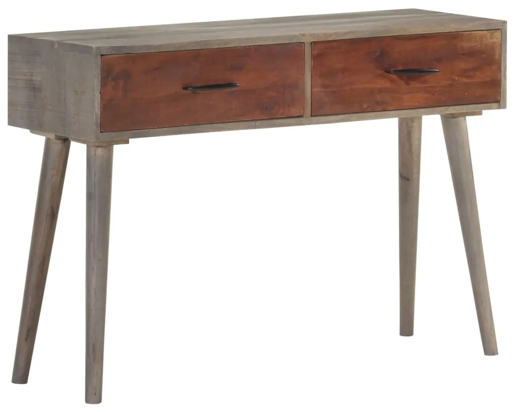 Mesa consola 110x35x75 cm mangueira maciça áspera cinzento