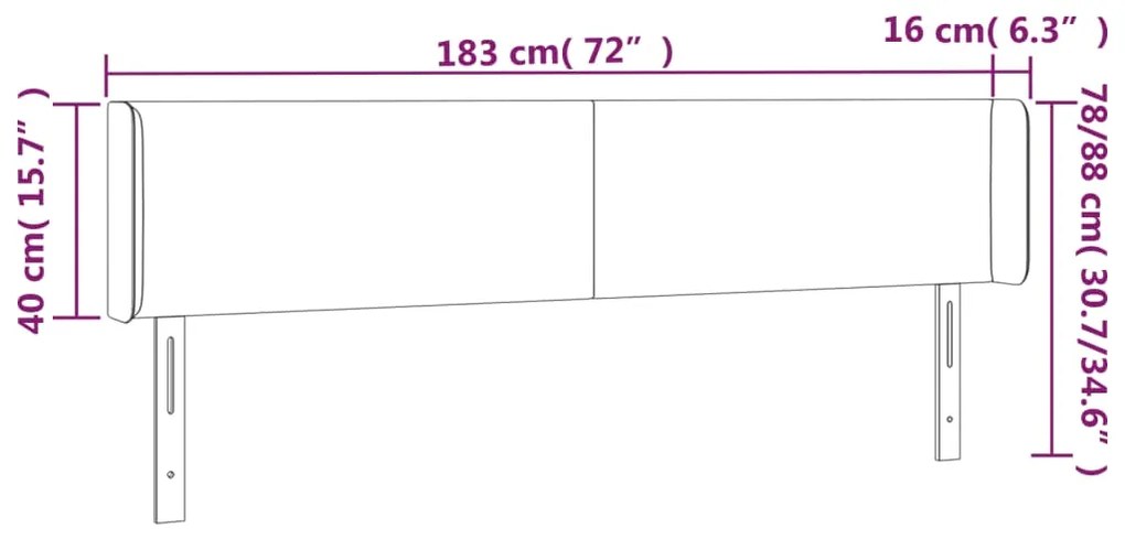 Cabeceira cama c/ abas couro artificial 183x16x78/88 cm branco