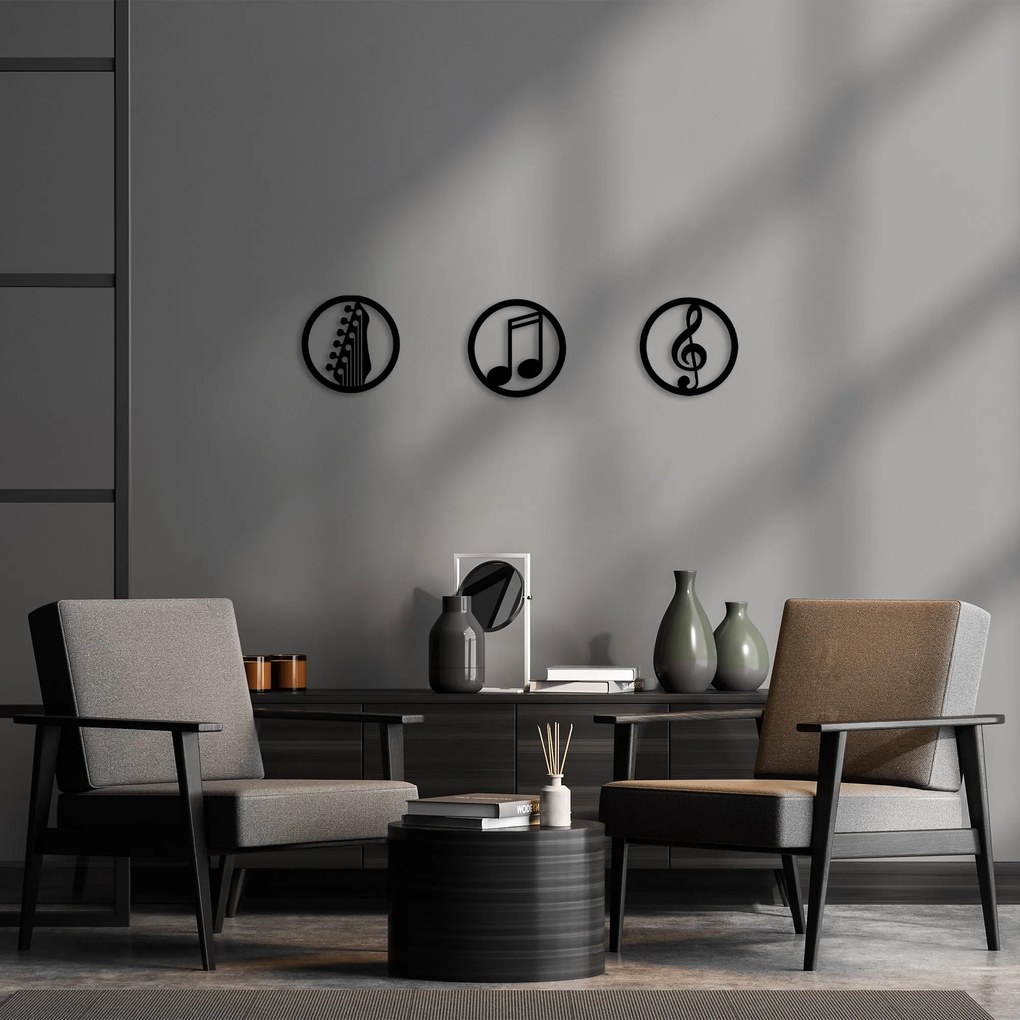 Acessório Decorativo de Parede Just Music – Preto – 25 cm (3 Peças)