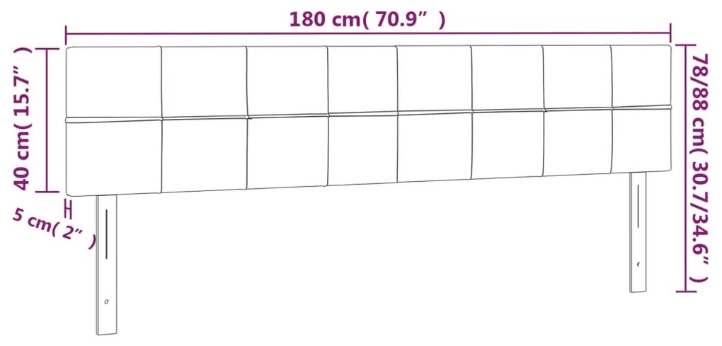 Cabeceira de cama c/luzes LED tecido 180x5x78/88 cm cinza-claro