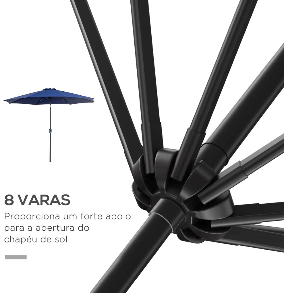 Chapéu de Sol de Jardim Ø295x250 cm com Manivela Chapéu de Sol Exterio