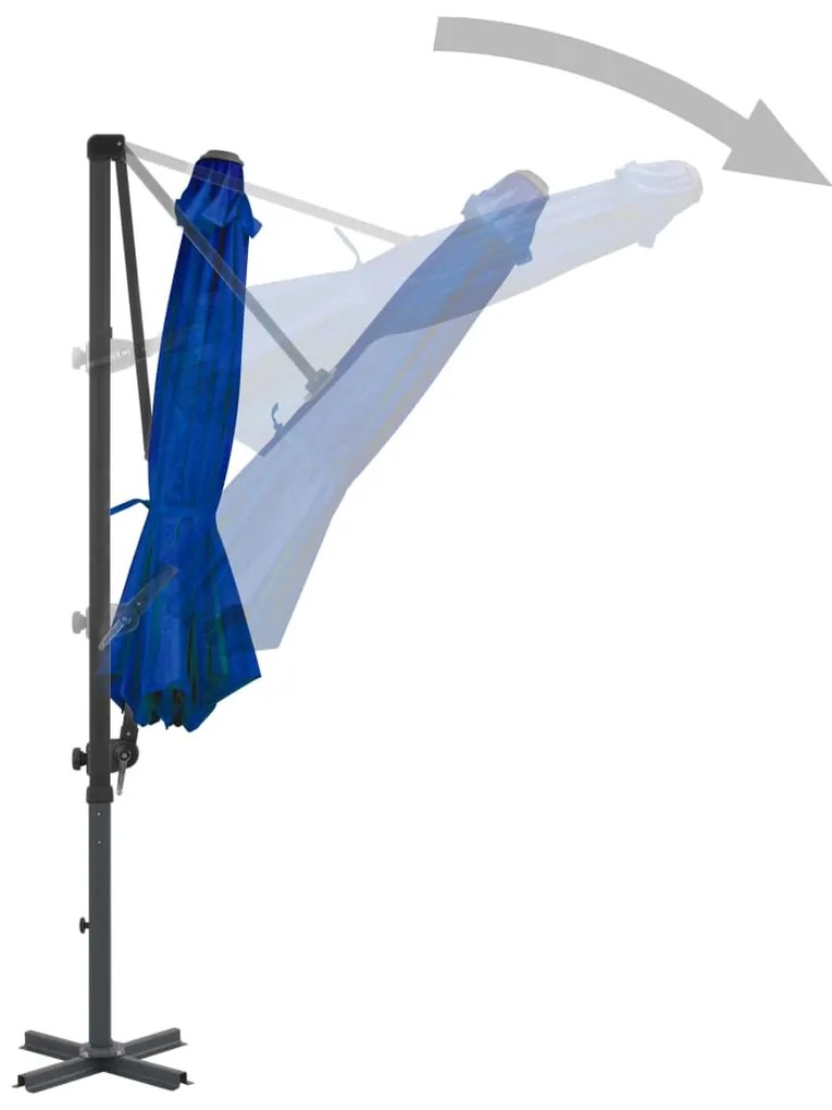 Guarda-sol cantilever com poste alumínio 300 cm azul ciano