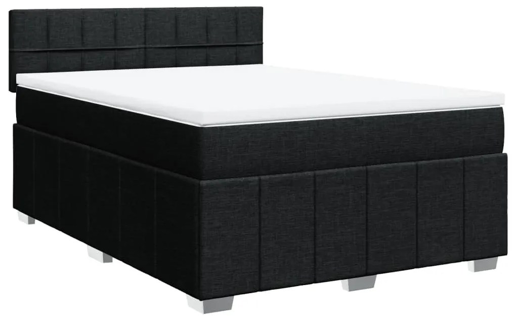 Cama com molas/colchão 160x200 cm tecido preto