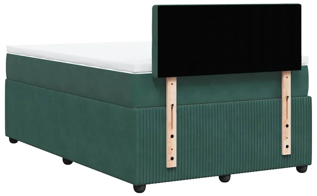 Cama boxspring com colchão 120x190 cm veludo verde-escuro