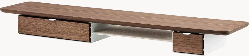 Suporte para monitor em madeira de nogueira artesanal com 2 gavetas