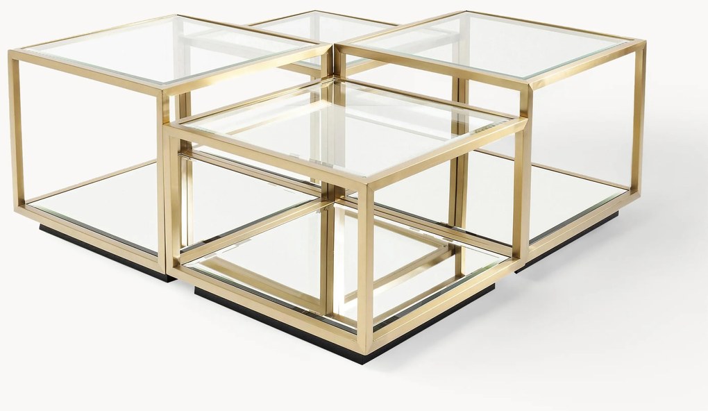 Mesa de centro com prateleiras espelhadas Luigi, conjunto de 4