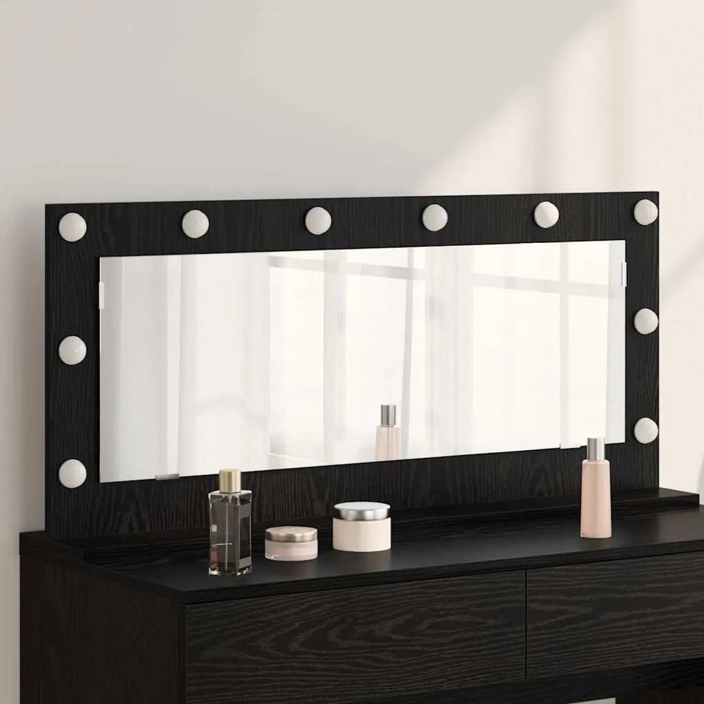 Espelho de Vaidade com Luzes LED Carvalho Preto 100x45x18 cm