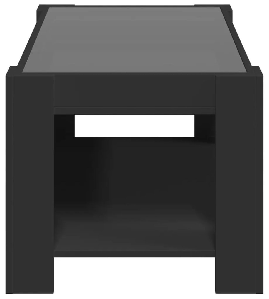 Mesa de centro c/ LEDs 93x53x45 cm madeira processada preto