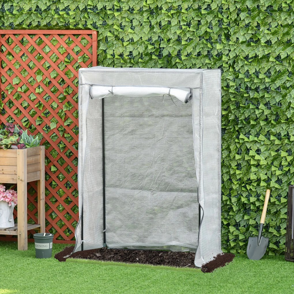 Estufa de jardim, estufa de varanda, lona reforçada com PE, estrutura em aço, porta enrolável com fecho de correr, 100 x 50 x 150 cm, branca