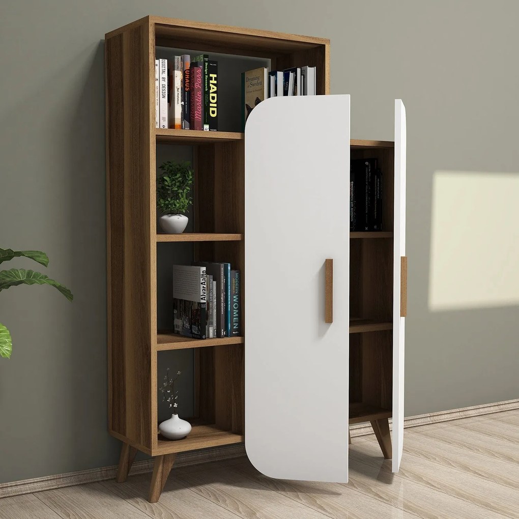 Estante Form – Nogueira e Branco – 90x132x32 cm