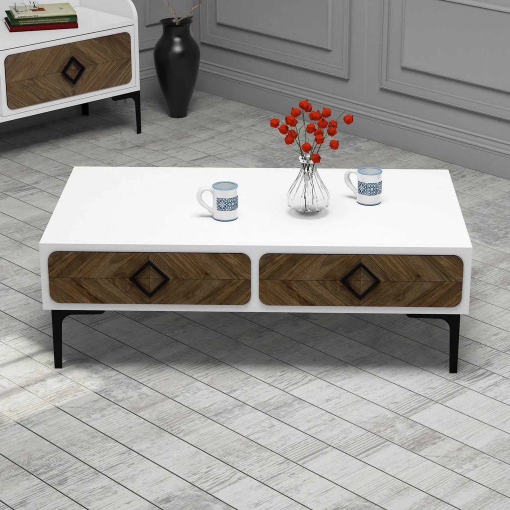 Mesa de Centro Samba – Branco Nogueira – 105x34,6x60 cm