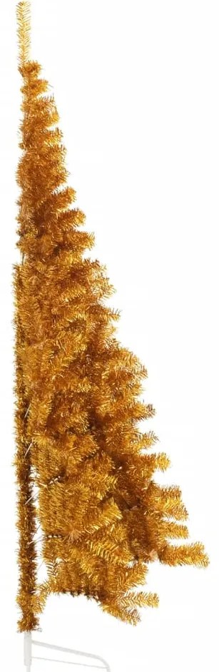 Meia árvore de Natal artificial com suporte 210 cm PET dourado