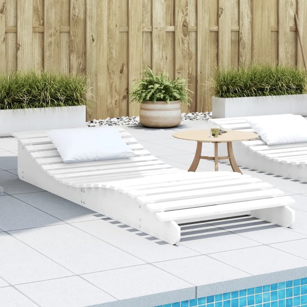 vidaXL Espreguiçadeira 205x80x31,5 cm madeira de pinho maciça branco