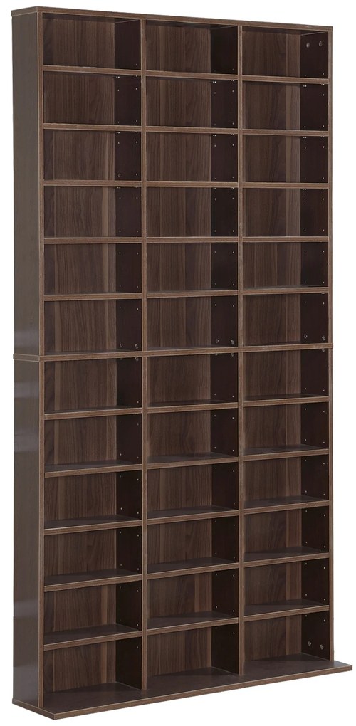 HOMCOM Estante para Rangement CD/DVD Móvel de Armazenamento para 1116 CDs 36 Compartimentos Ajustáveis em Altura 102x24x195 cm Marrom | Aosom Portugal