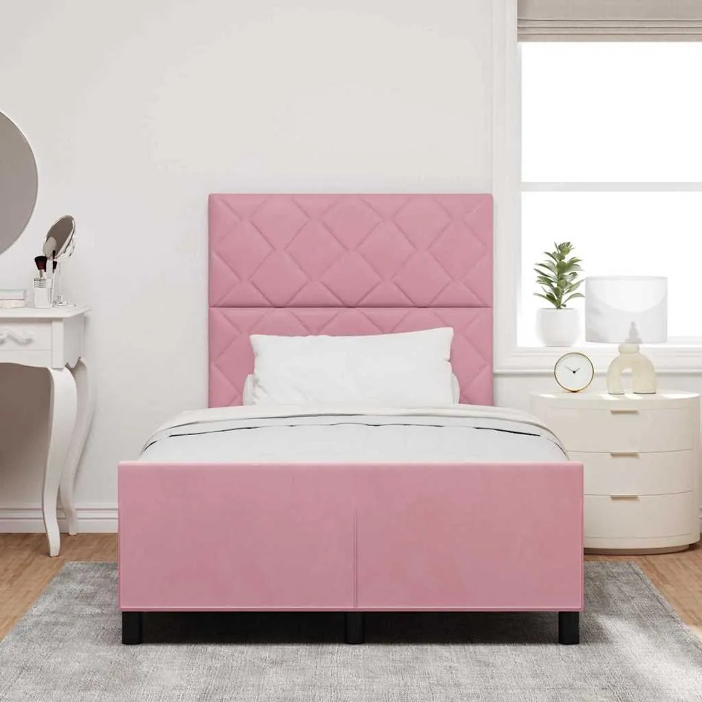 Cama vidaXL Rosa 120x200 cm Veludo