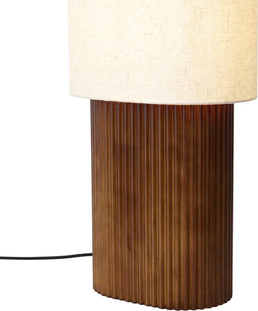 Japandi vloerlamp walnoot hout met stoffen kap 90cm - Lamel