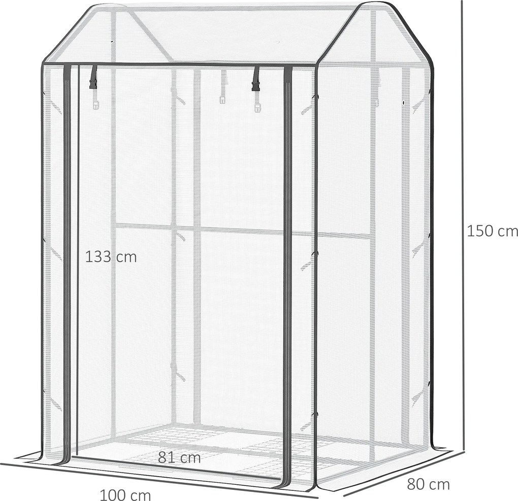 Estufa de Jardim Estufa com Porta Enrolável 8 Orifícios de Ventilação