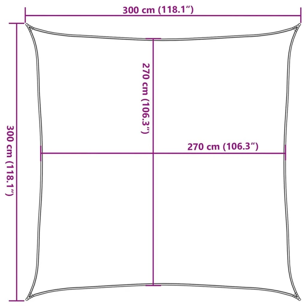 Para-sol estilo vela 160 g/m² 3x3 m PEAD castanho