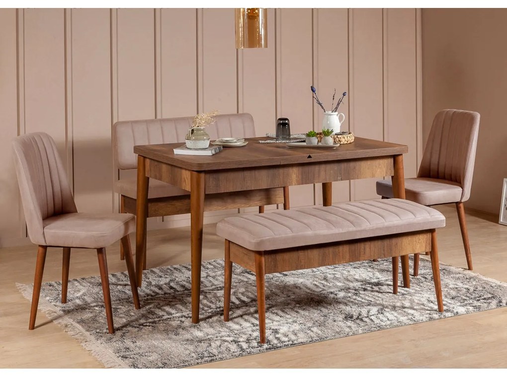 Bench Vina – Walnut Stone – 110 cm x 48 cm x 40 cm