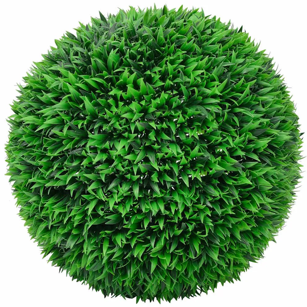 Bolas artificiais de buxo com luzes LED 2 pcs verde 55 cm