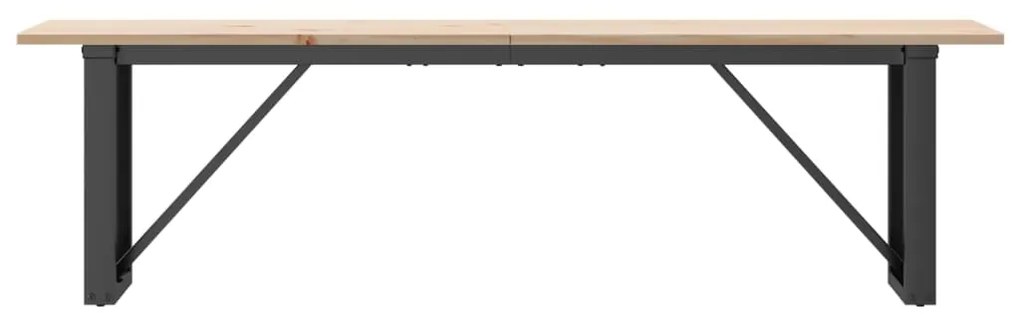 Mesa de centro estrutura em O 160x40x45cm pinho e aço