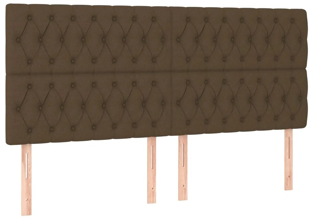 Estrutura de cama c/ cabeceira 200x200cm tecido castanho-escuro