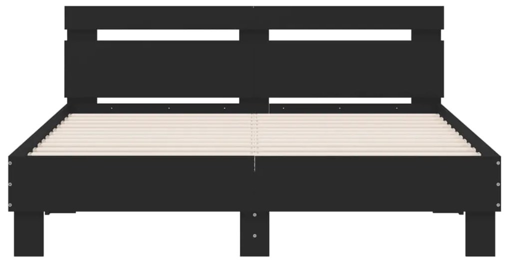 Estrutura cama c/ cabeceira 140x200 cm derivados madeira preto