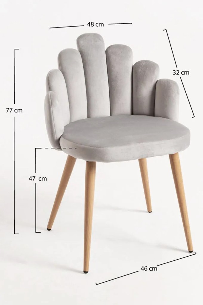 Cadeira Hand Veludo - Cinza