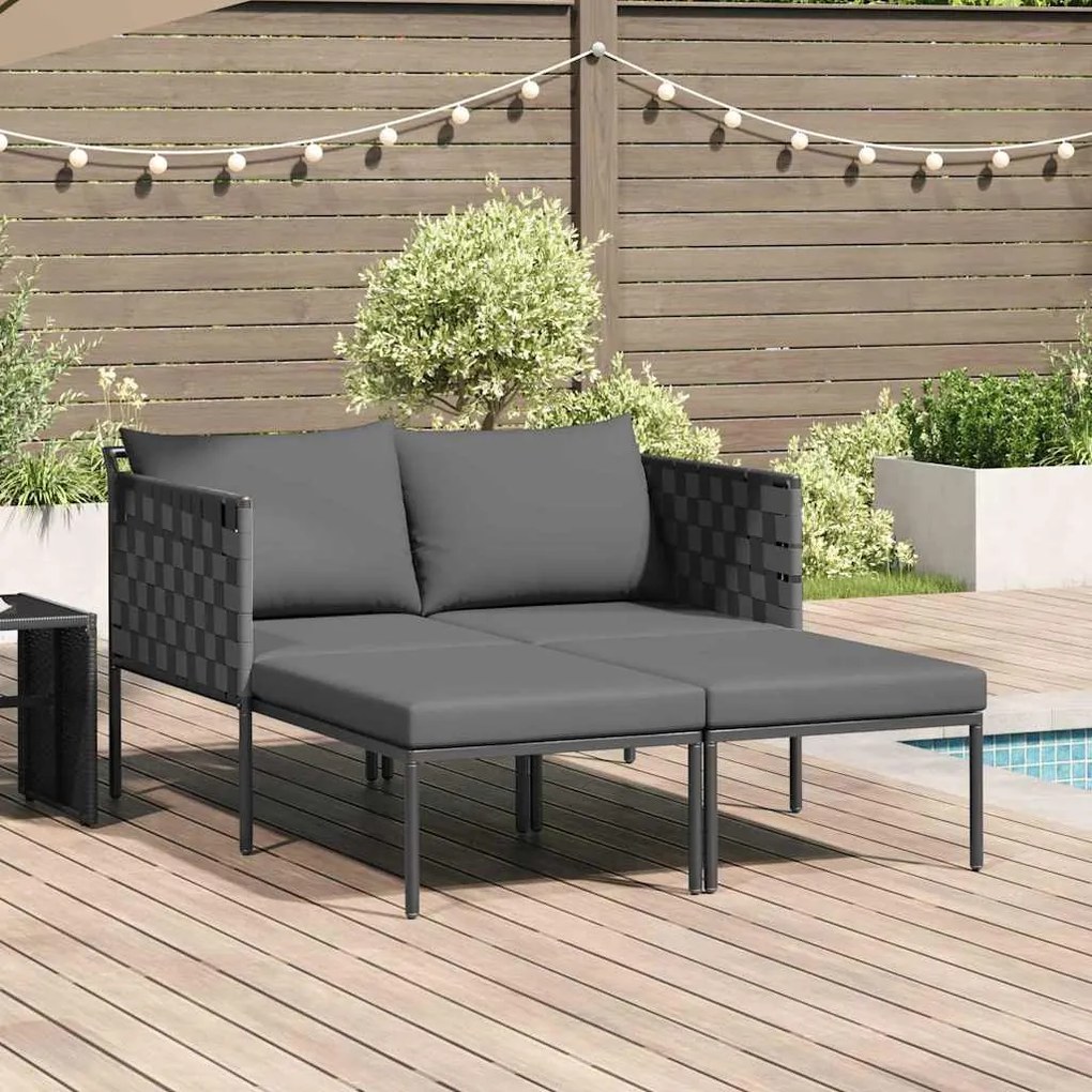 vidaXL Cama de Sol com Almofadas para 2 Pessoas - Antracite, 115x153x69,5 cm, Aço.